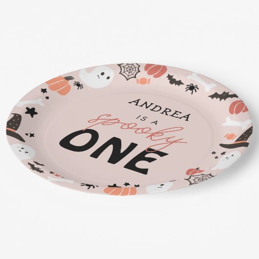 モダンキュイ不気味ワンハロウィンファースト誕生日 ペーパープレート (アングル)