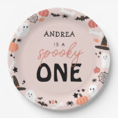 モダンキュイ不気味ワンハロウィンファースト誕生日 ペーパープレート (正面)