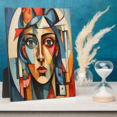 モダンキュビストポートレート幾何学壁アート写真 フォトプラーク (側面)