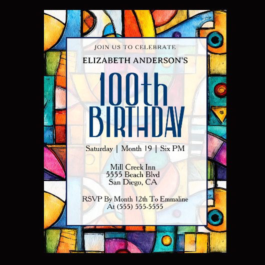 モダンキュビスト100歳の誕生日 招待状