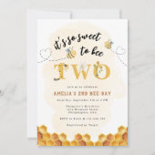 モダンキュート 2歳の誕生日おめでとう Bee Two 招待状 (正面)