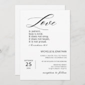 モダンキリスト教の聖書聖句のミニマル結婚主義 招待状 (正面/裏面)