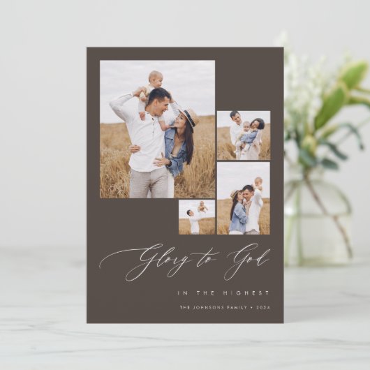 モダンキリスト教家族宗教写真クリスマス シーズンカード (スタンド正面)