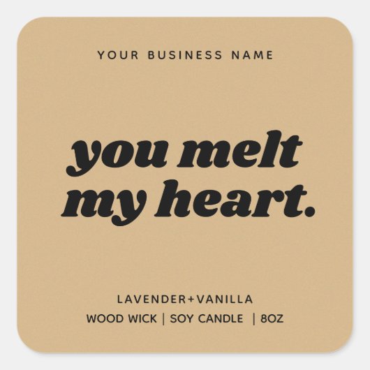 モダンギフトろうそく製品ラベルデザイン スクエアシール (正面)