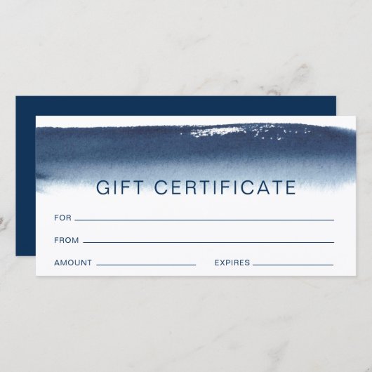 モダンギフト証明書海軍ブルー水色 (正面/裏面)