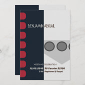 モダンギーク宇宙ルージュアンドプリンセスミニマル 招待状 (正面/裏面)