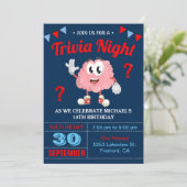 モダンクイズ夜の誕生日パーティー招待状 招待状 (スタンド正面)