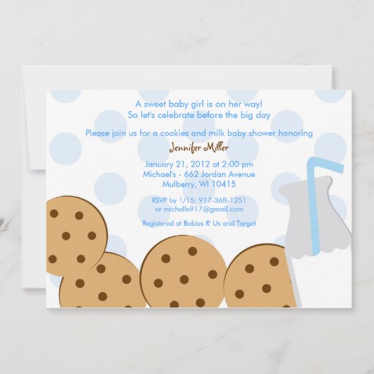 モダンクッキーとミルクベビーシャワー招待状 招待状 (正面)
