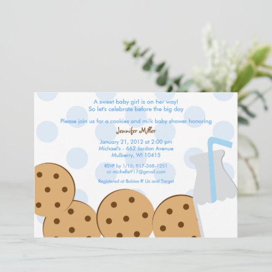 モダンクッキーとミルクベビーシャワー招待状 招待状 (スタンド正面)