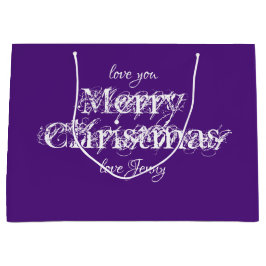 モダンクパーソナライズされたリ名カッコいい紫 ラージペーパーバッグ