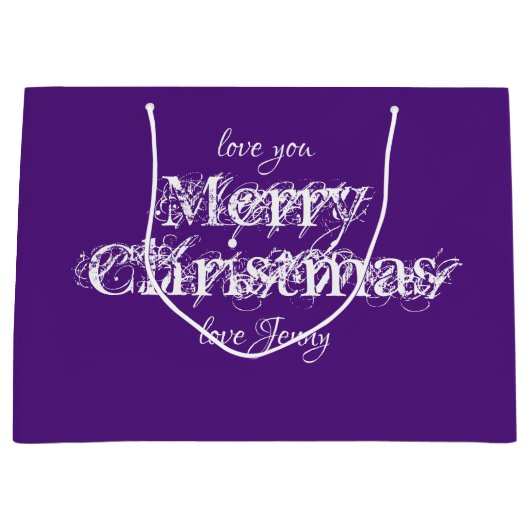 モダンクパーソナライズされたリ名カッコいい紫 ラージペーパーバッグ (正面)