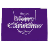 モダンクパーソナライズされたリ名カッコいい紫 ラージペーパーバッグ (裏面)