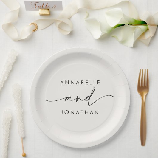 モダンクミニマルコンテンポラリー結婚ー ペーパープレート (ウェディング)