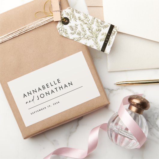 モダンクミニマルコンテンポラリー結婚ー 長方形シール (ギフト)