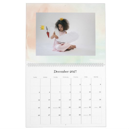 モダンクメリーリスマスポインセチア カレンダー (12月 2027)