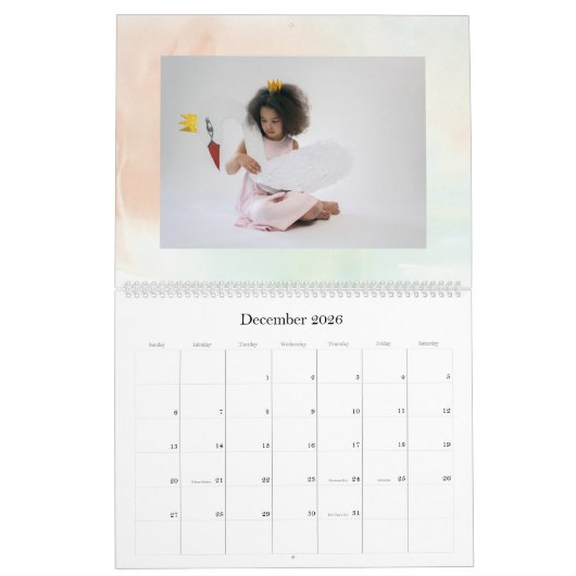 モダンクメリーリスマスポインセチア カレンダー (12月 2026)