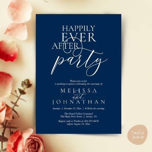 モダンクラシカルな結婚式 Happily Ever After Party 招待状