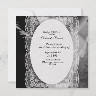 モダンクラシカルな黒と白の結婚式招待状 招待状