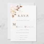 モダンクラシックな秋のブッシュフラワー結婚式の出欠確認 招待状 (正面)