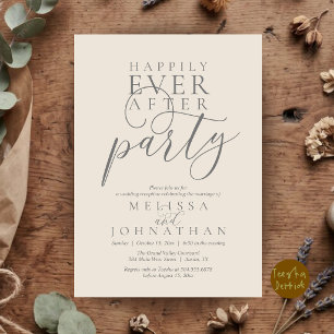 モダンクラシックな結婚式 Happily Ever After Party 招待状