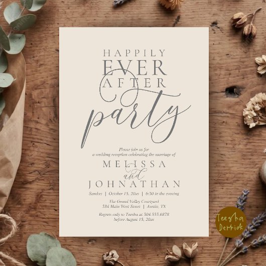 モダンクラシックな結婚式 Happily Ever After Party 招待状