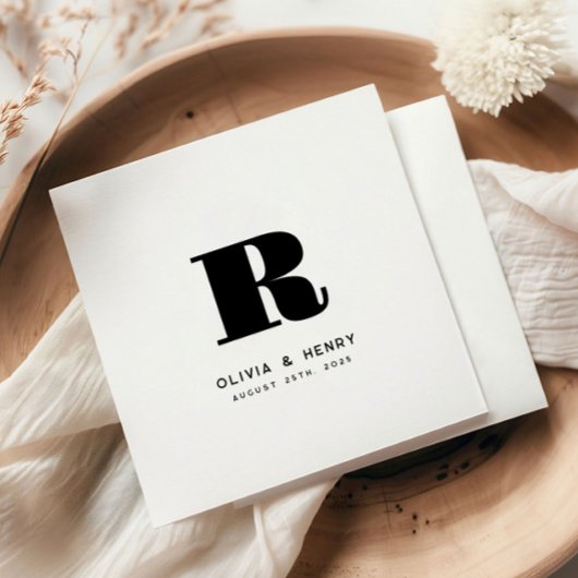 モダンクラシックイニシャル結婚 スタンダードカクテルナプキン