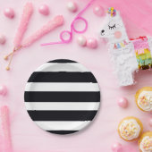 モダンクラシックエレガントシックブラック&ホワイトストライプの ペーパープレート (パーティー)