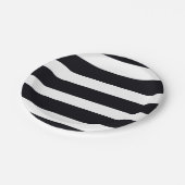 モダンクラシックエレガントシックブラック&ホワイトストライプの ペーパープレート (アングル)