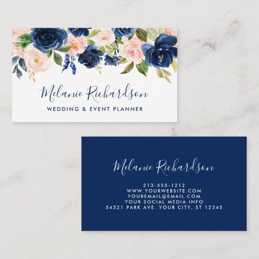 モダンクラシックエレガント赤面フローラ 名刺 (正面/裏面)