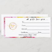 モダンクラシックカスタム企業のギフト券 (正面/裏面)