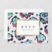 モダンクラシックグリーン抽象芸術フローラ結婚式RSVP インビテーションポストカード (正面/裏面)