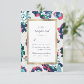 モダンクラシックグリーン抽象芸術フローラ結婚式RSVP 出欠カード (スタンド正面)