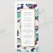 モダンクラシックグリーン金ゴールド抽象芸術フローラ結婚の メニュー (正面/裏面)