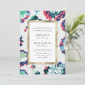 モダンクラシックグリーン金ゴールド抽象芸術フローラ結婚の 招待状 (スタンド正面)