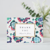 モダンクラシックグリーン金ゴールド抽象芸術フローラ サンキューカード (スタンド正面)