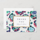 モダンクラシックグリーン金ゴールド抽象芸術フローラ サンキューカード (正面/裏面)