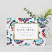 モダンクラシックグリーン金ゴールド抽象芸術フローラ セーブザデート (スタンド正面)