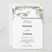 モダンクラシックグリーン 結婚記念日 招待状 (正面)