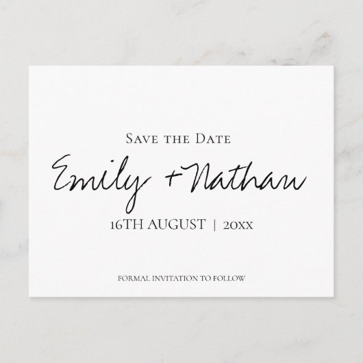 モダンクラシックコンテンポラリー白黒結婚S 案内ポストカード (正面)