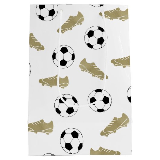 モダンクラシックサッカーのボールのクリート ミディアムペーパーバッグ (裏面)