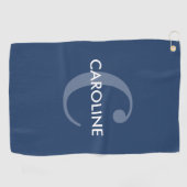 モダンクラシックシンプルイニシャルネイビーブルー ゴルフタオル (横)