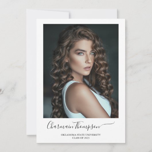 モダンクラシックシンプル写真の卒業 招待状 (正面)