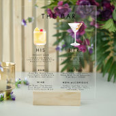 モダンクラシックスタイルの署名ドリンクバーメニュー アクリルサイン