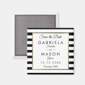 モダンクラシックストライプ日付の保存 マグネット (正面/裏面)