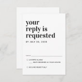 モダンクラシックタイポグラフィレスポンスウェディングRSVP 出欠カード (正面/裏面)