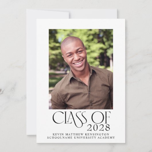 モダンクラシックタイポグラフィ写真卒業 案内状 (正面)