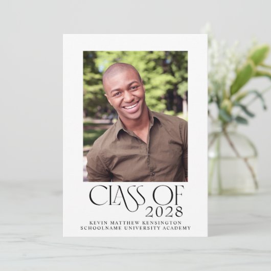 モダンクラシックタイポグラフィ写真卒業 案内状 (スタンド正面)