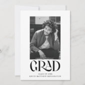 モダンクラシックタイポグラフィ卒業写真 案内状 (正面)