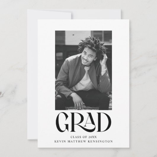 モダンクラシックタイポグラフィ卒業写真 案内状 (正面)