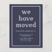 モダンクラシックネイビーブルー | 私たちは引っ越した 案内ポストカード (正面)